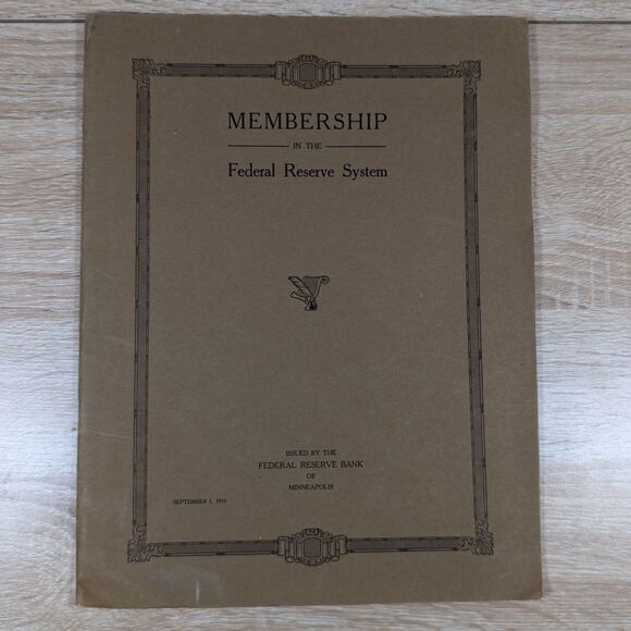 1919 Federal Reserve System Booklet – Minneapolis – Original – Rare - Picture 1 of 9